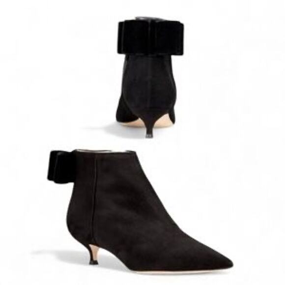Kate Spade Donella Black Suede Ankle Bow Boots - NIB! - Picture 1 of 9